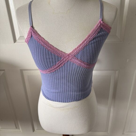 Wild Fable Jr  Womens Babydoll Tank Top Size Small Purple Coquette Y2K Lace - Picture 1 of 13